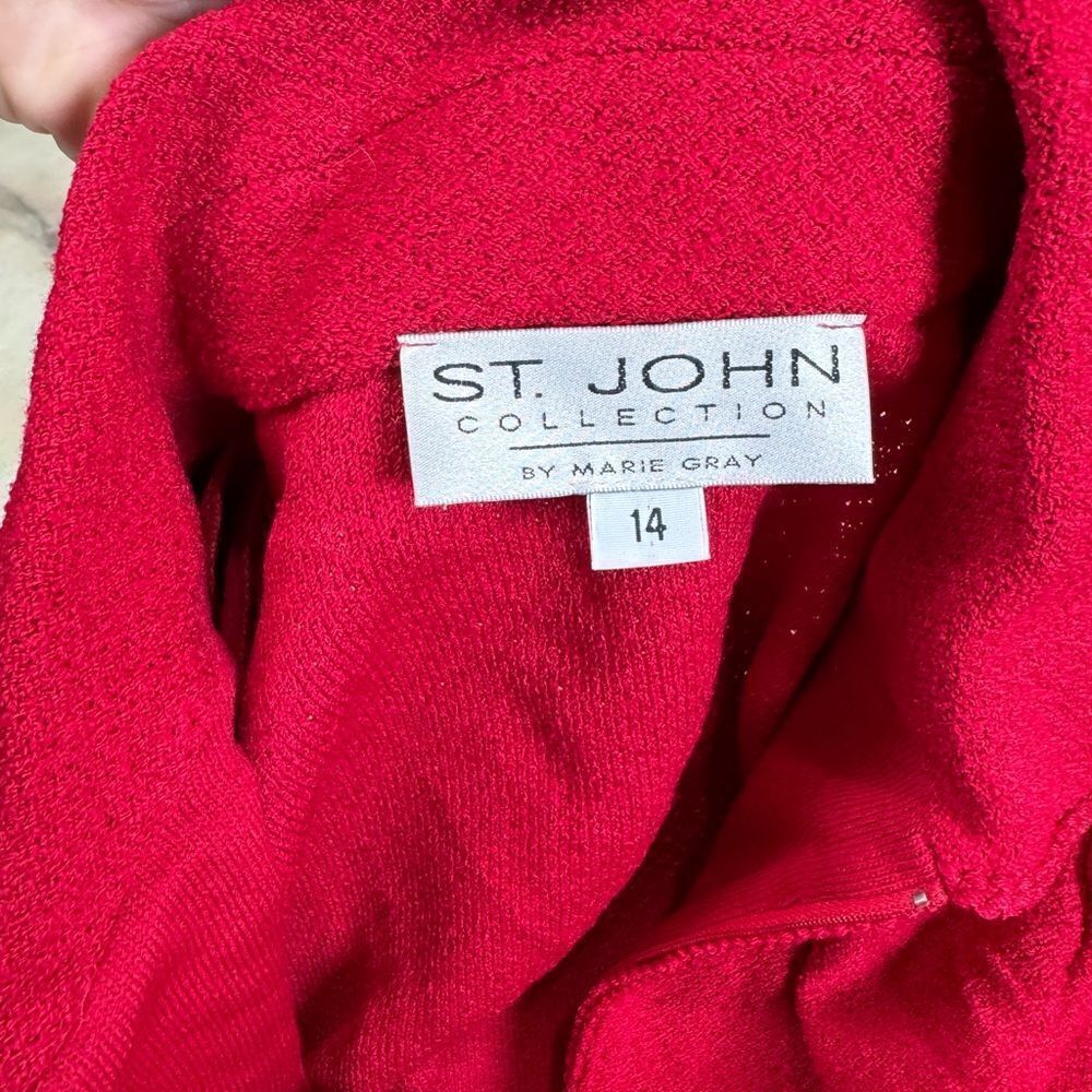 St. John Red Zip-Front Knit Jacket - Picture 11 of 11
